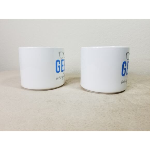Geek On Fleek Coffee Mug Teacup 12oz Color White Blue 4" Porcelain x2 - Picture 9 of 13